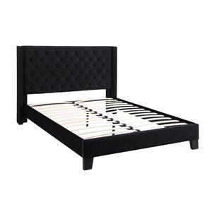 Brassex Jia King Platform Tufted Bed Frame -  Black
