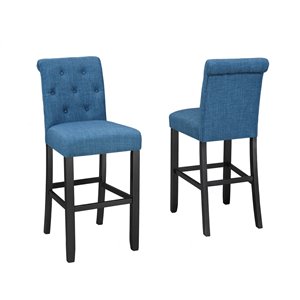 Tabourets de bar touffeté Soho de Brassex bleu, 29 po, ens. de 2