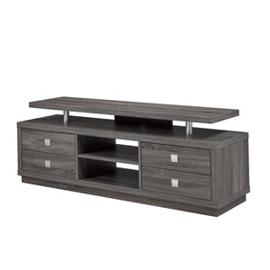 Brassex 66-in TV Stand with 4 Drawers and 2 Open Storage Shelves - Grey