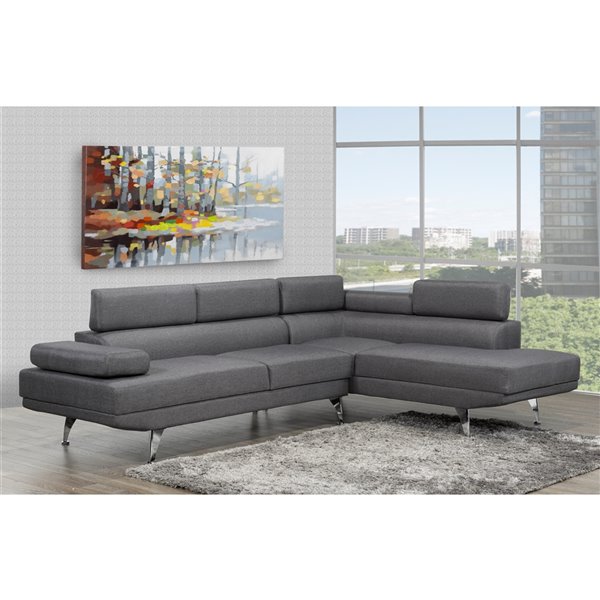 Brassex Aria Sectional with Adjustable Arms and Back - Contemporary/Modern - Grey