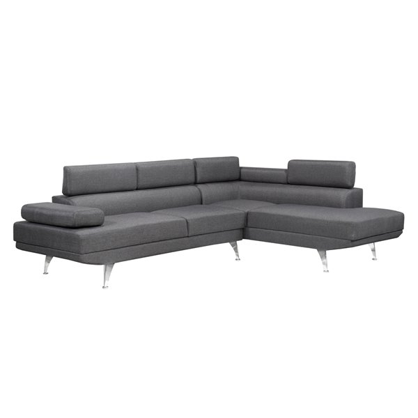 Sofa modulaire Aria de Brassex avec bras et dossier réglables , gris et chrome