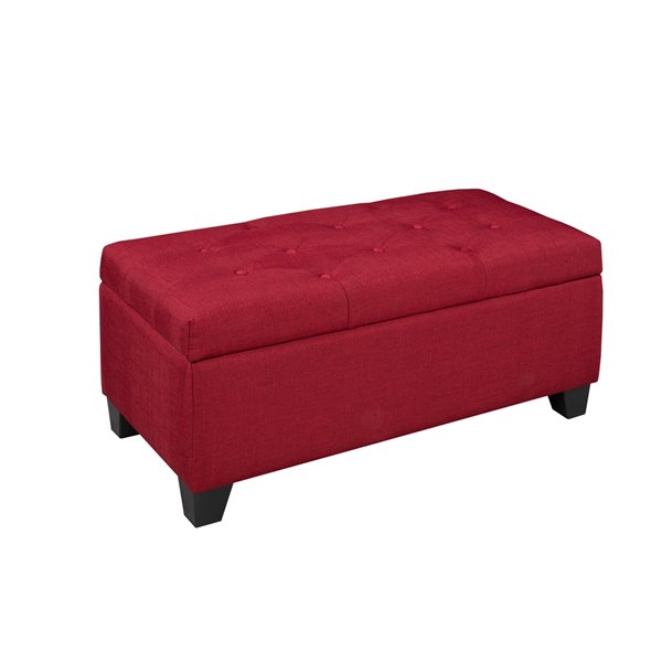 Tufted Storage Ottoman Red - 17.7-in x 17-in x 36-in