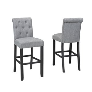 Tabourets de bar touffeté Soho de Brassex gris, 24 po, ens. de 2