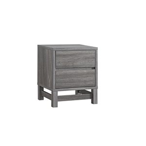 Table de nuit contemporaine Brassex grise, 15,5 po x 22 po x 15,5 po
