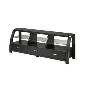 Meuble télé Brassex avec 3 tiroirs et 3 tablettes cerise foncée, 60 po
