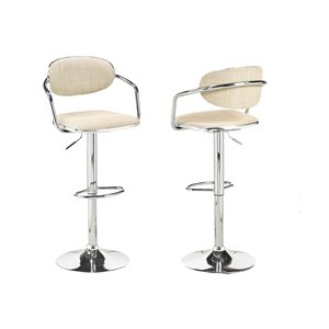 Tabourets de bar pivotant beige de Brassex, hauteur réglable, ens. de 2