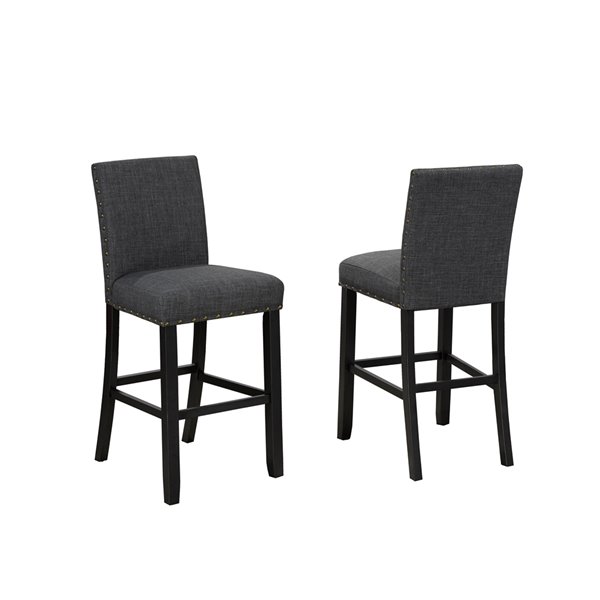 Brassex Indira Counter Stool with Nail-Head Trim Grey - 24-in - Set of 2