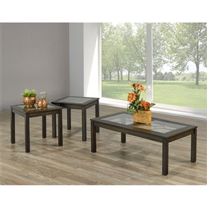 Ensemble de 3 tables basses Vienna de Brassex contemporaine, noyer