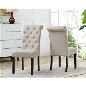 La chaise de salle à manger tuftés Brassex,Ensemble de 2, beige