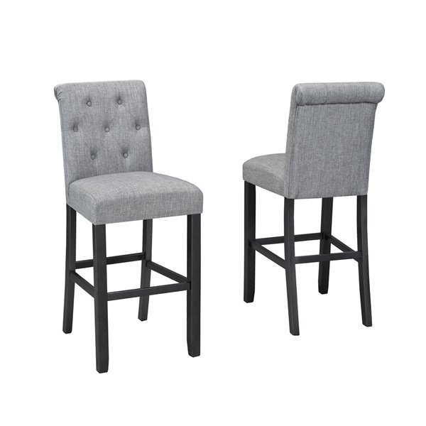 Tabourets de bar touffeté Soho de Brassex gris, 29 po, ens. de 2