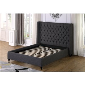 Brassex Marcella Queen Upholstered Platform Bed -  Grey