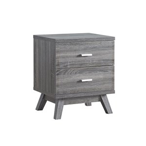 Table de nuit Brassex avec 2 tiroirs grise, 15,5 po x 22 po x 15,5 po