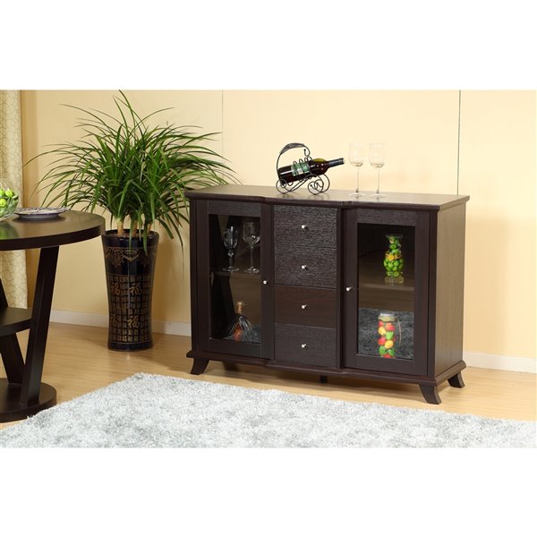 Brassex Venice Buffet/Server with Storage in Dark Cherry Finish - 32.5-in x 15-in x 47-in