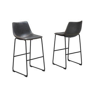 Brassex Avaya Bar Stool in Vintage Grey Finish - 29-in - Set of 2