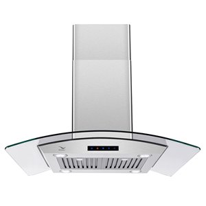 Hotte de cuisine moderne pour îlot à cheminée de Streamline, 36 po, acier