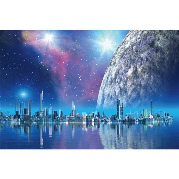 Dimex Futuristic City Wall Mural - 12-ft 3-in x 8-ft 2-in