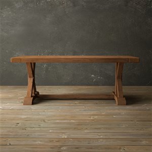 Urban Woodcraft Santiago Rectangular Fixed Dining Table - 78-in - Antique Pine