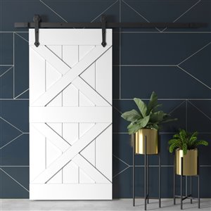 Urban Woodcraft Pillars Prefinished MDF Single Barn Door - 40-in x 83-in - White
