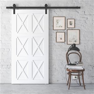 Urban Woodcraft Oxen Prefinished MDF Single Barn Door - 40-in x 83-in - White