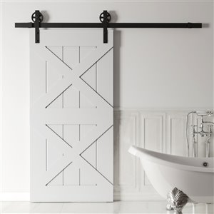 Urban Woodcraft Pillars Prefinished MDF Single Barn Door - 40-in x 83-in - Grey