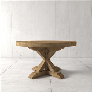 Urban Woodcraft Stamford Round Fixed Dining Table - 48-in - Natural Teak