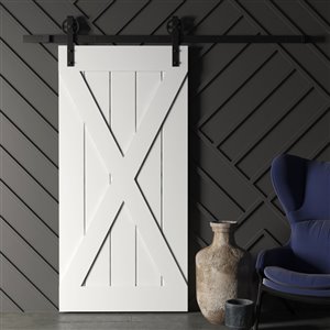 Urban Woodcraft Elements Prefinished MDF Single Barn Door - 40-in x 83-in - Grey