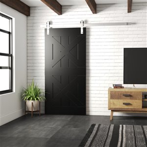 Urban Woodcraft Pillars Prefinished MDF Single Barn Door - 40-in x 83-in - Espresso