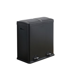 The Step N' Sort Trash and Recycling Bin 60L 2 Compartment in Black
