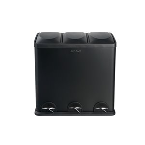 The Step N' Sort 60 Liter Trash and Recycling Bin 3 Compartment in Black