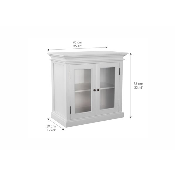 NovaSolo Halifax Display Buffet with 2 Glass Doors - White - 33.5-in x 35.5-in