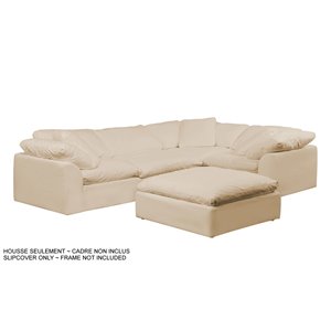 Housse pour sofa sectionnel Cloud Puff de Sunset Trading, 5 pièces, tissu performance beige