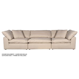 Housse pour sofa sectionnel Cloud Puff de Sunset Trading, 3 pièces, tissu performance beige