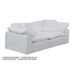 Housse pour sofa sectionnel Cloud Puff de Sunset Trading, 2 pièces, tissu performance blanc
