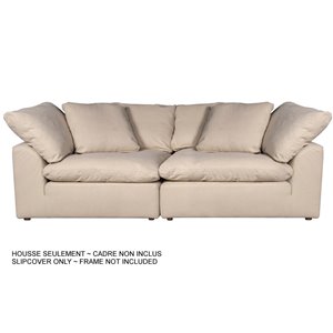 Housse pour sofa sectionnel Cloud Puff de Sunset Trading, 2 pièces, tissu performance blanc