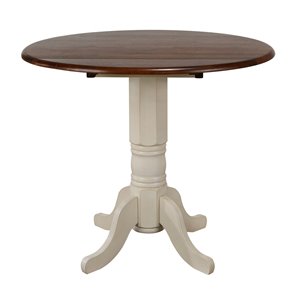 Table ronde Andrews de Sunset Trading, 42 po, blanc antique/brun