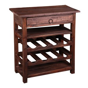 Sunset Trading Shabby Chic Wood Wine Server with Drawer - Black