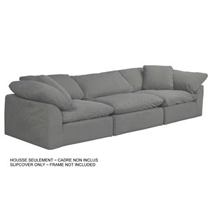 Housse pour sofa sectionnel Cloud Puff de Sunset Trading, 3 pièces, tissu performance gris