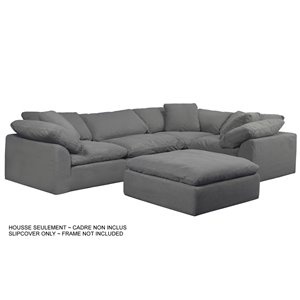 Housse pour sofa sectionnel Cloud Puff de Sunset Trading, 5 pièces, tissu performance gris