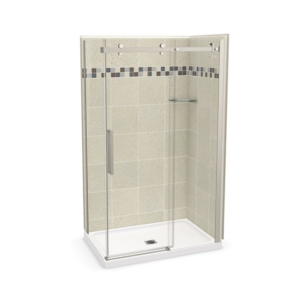 Ens. de douche en coin Utile par MAAX avec drain central, 48 po x 32 po
