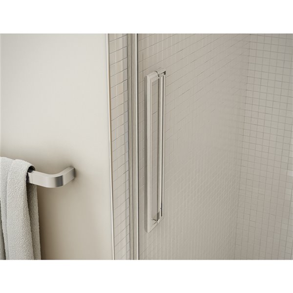 MAAX Utile Alcove Shower Kit with Right Drain - 60-in x 32-in - Origin Greige/Brushed Nickel - 5-Piece