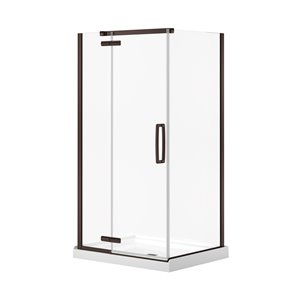 MAAX Hana Neo-Angle Shower Kit with Base - 42-in x 34-in x 78-in - Dark Bronze - 2-Piece