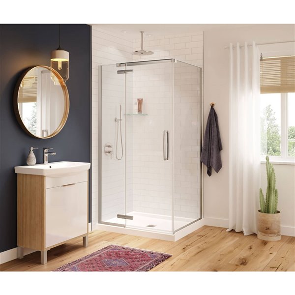 MAAX Hana Neo-Angle Shower Kit with Base - 42-in x 34-in x 78-in - Chrome - 2-Piece