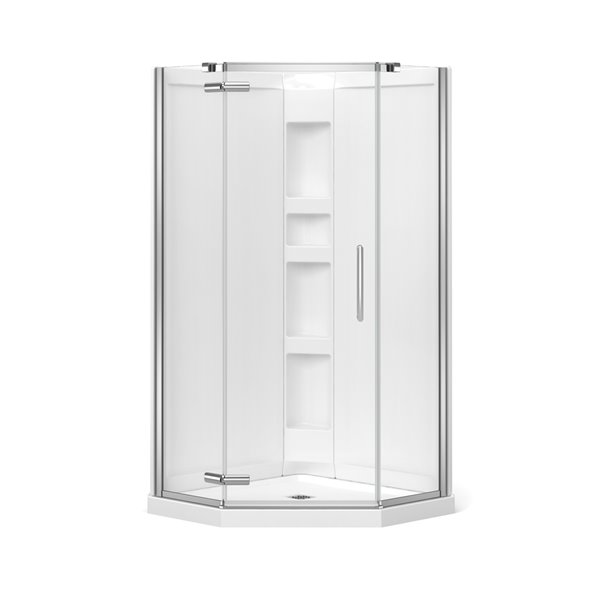 Maax Hana Neo Angle Shower Kit With, Wall 038 Display Shelves With Glass Doors