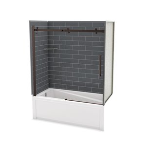 Ensemble de bain-douche Utile par MAAX bronze foncé et gris foudre 60 po x 30 po x 81 po avec drain à gauche, 5 pièces