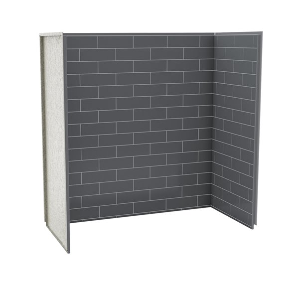 Ensemble bain-douche Utile par MAAX nickel brossé et gris foudre de 60 po x 30 po x 81 po avec drain à gauche, 5 pièces