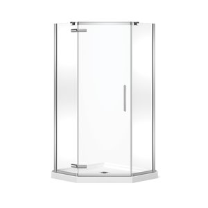 MAAX Hana 38-in x 38-in x 78.75-in Neo-Angle Chrome Corner Shower Kit with Centre Drain - 2-Piece