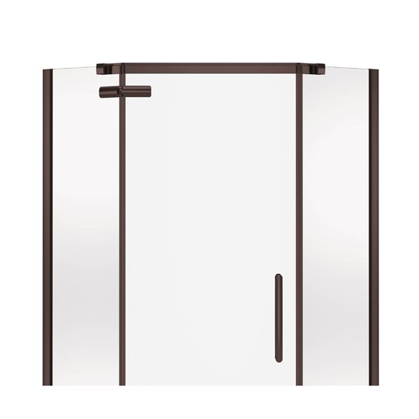 Ensemble de douche en coin Hana de MAAX bronze foncé néo-angulaire 40 po x 40 po x 78,75 po avec drain central, 2 pièces