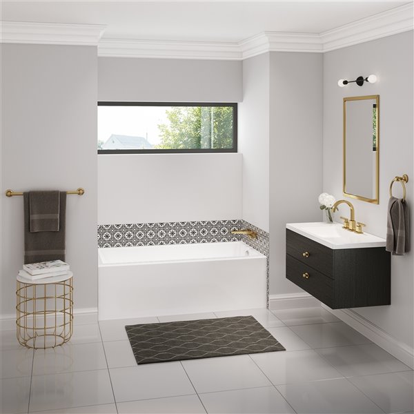 MAAX Bosca 60-in x 32-in White Acrylic Above-the-Floor Rough Alcove Bathtub with Right Drain