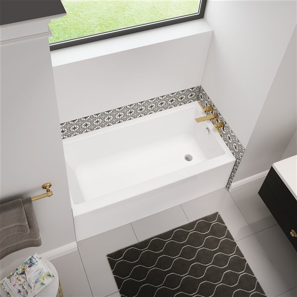Bain-douche Essence, 60 x 30, acrylique, blanc, drain à droite
