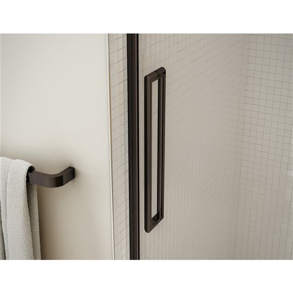 MAAX Utile 48-in x 32-in Soft Grey and Dark Bronze Alcove Shower Kit with Centre Drain - 5-Piece